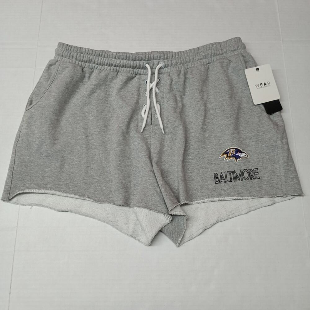 Baltimore Ravens Sweat Shorts Women's 2XL XXL‎ Heather Gray NFL Team Apparel